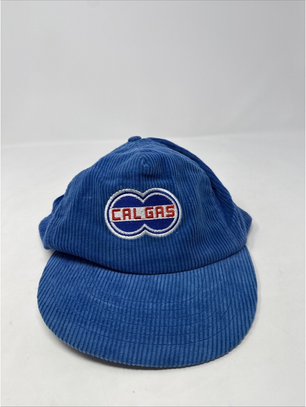 Calgas Blue Corduroy Snapback Trucker Hat Baseball Cap Gas Oil Rare